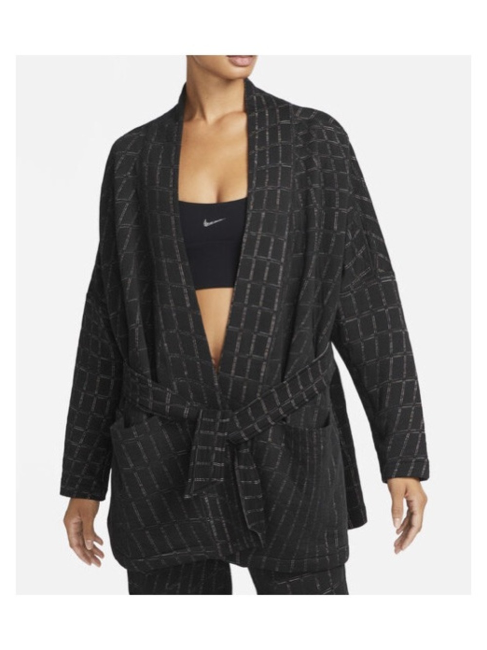 Nike Yoga Therma Fit Luxe Jacquard Top Wrap Sweater